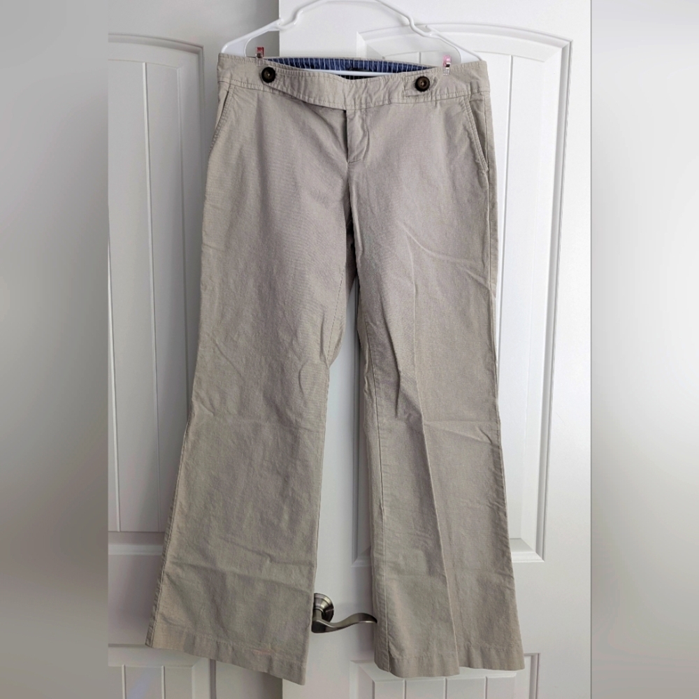 GAP Hip Slung Fit Flare Leg Trousers 10R Classic Beige Wide-Leg Pants